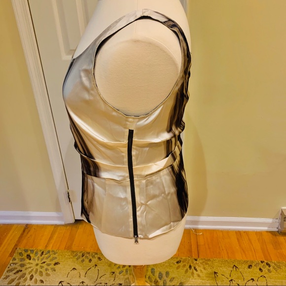 Sale Ellie Tahari Black & Brown Silk Top - Picture 2 of 8